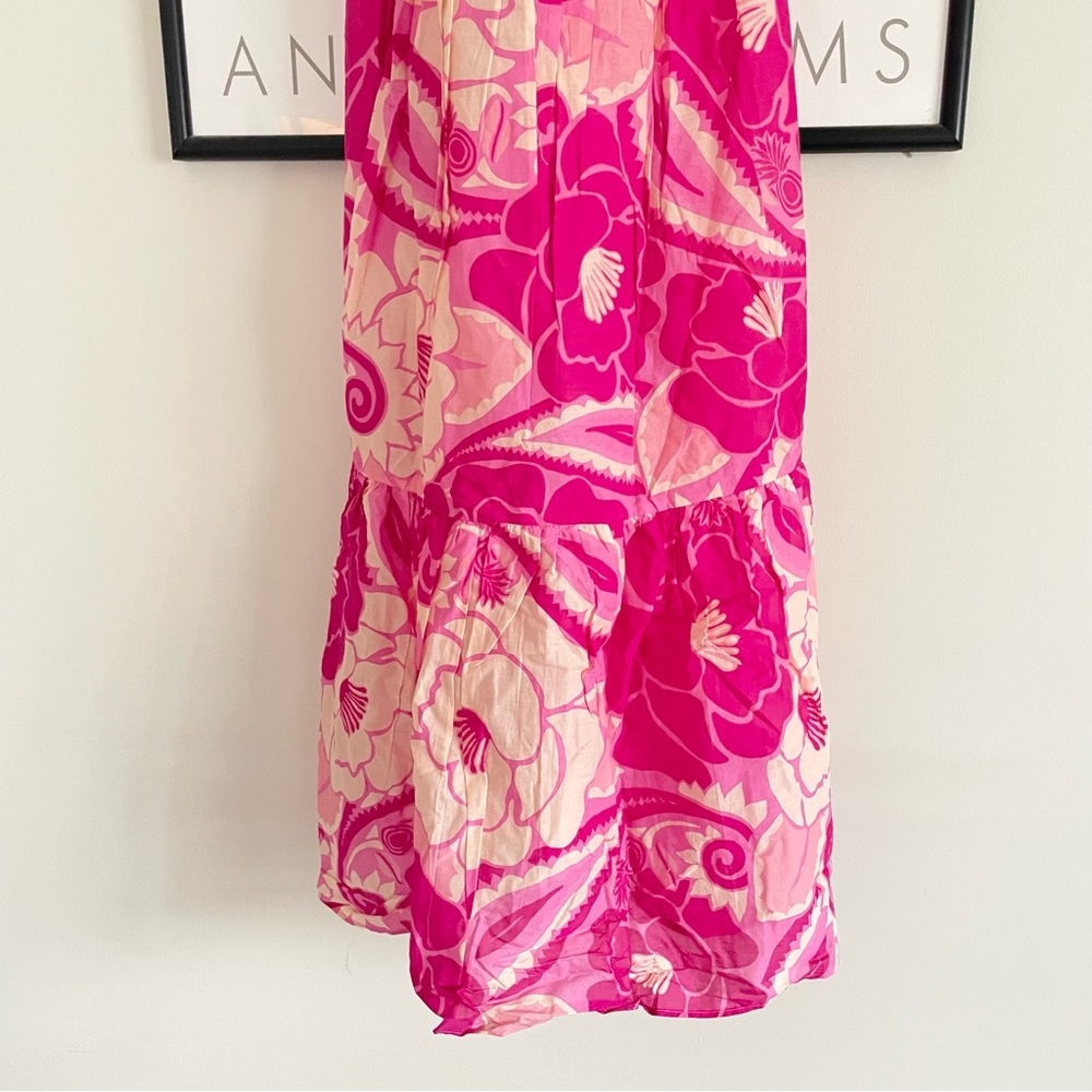 Farm Rio Tropical Groove Pink Maxi Dress Large Cutout Halter NWT - Picture 15 of 16